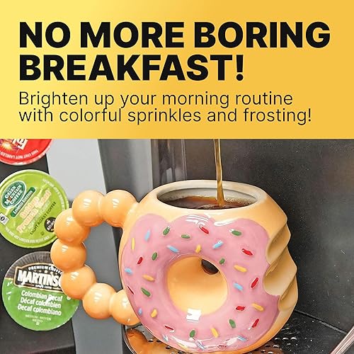 Miniatura 5 de Fairly Odd Novelties DONUT TOUCH MY COFFEE - Taza Fairly Odd Novelties-12oz de cerámica con forma de té de cacao, tamaño único, marrón, FON-10288