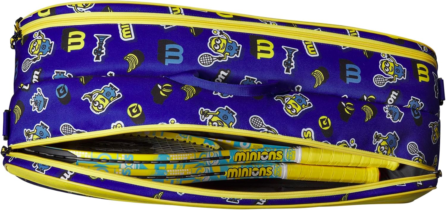WILSON ミニオンズ3.0 チームテニスラケットバッグ-ラケット6本収納可能 ブルー/イエロー ウィルソン テニスバッグ ミニオンズV3.0チームバックパック／MINIONS V3.0 TEAM  BACKPACK／ラケット2本収納可（WR8025601001） | ラケットプラザ
