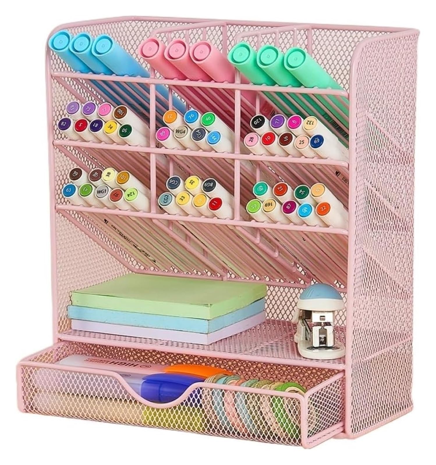 Metalowy organizer na biurko | Wielokolorowe biuro domowe 20x9x25cm: Utrzymuj porządek na biurku(D)