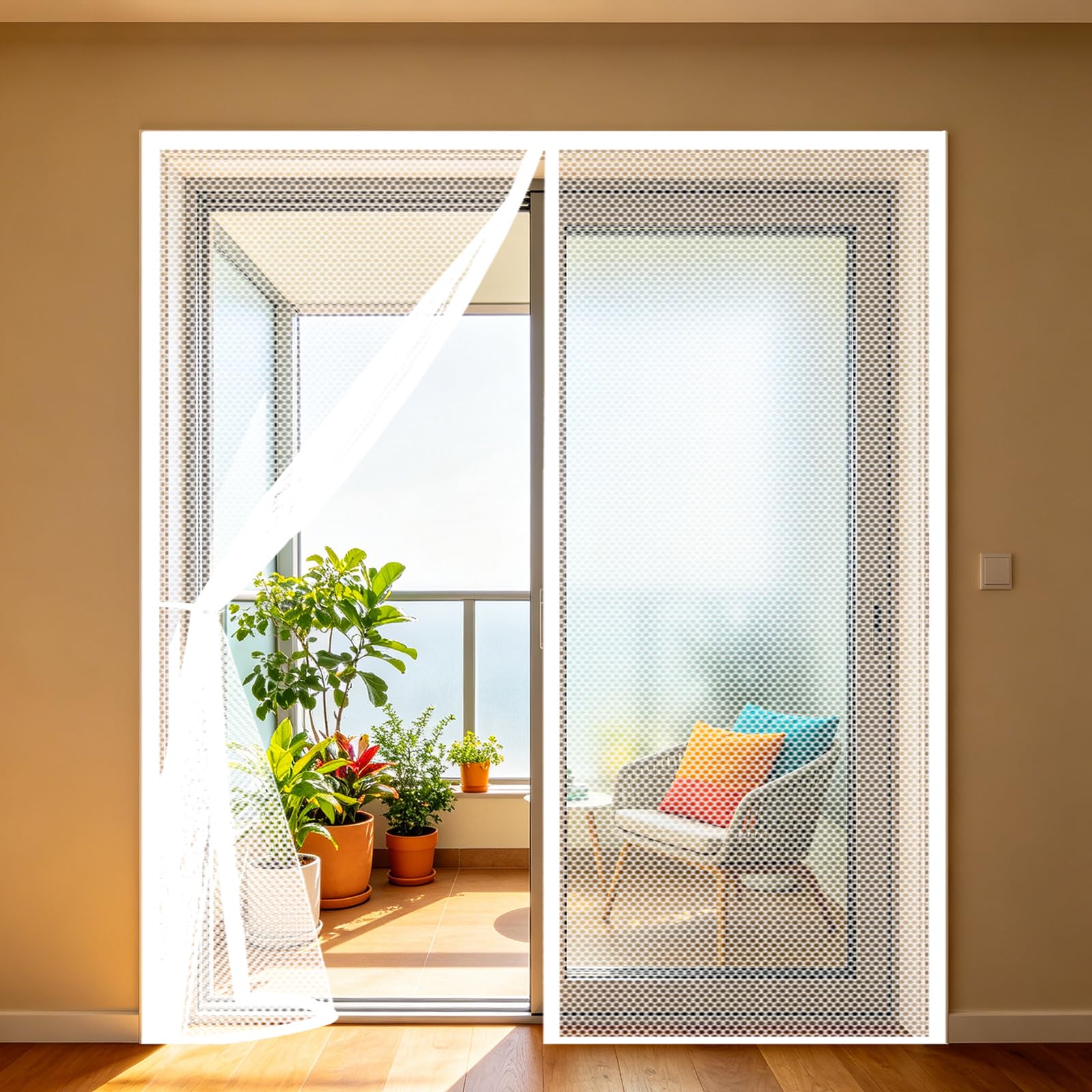 Fenetre Magnétique 280x200 Blanc, moustiquaire pour porte fenêtre à fermeture automatique