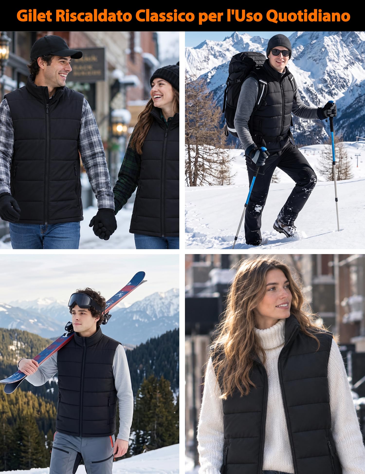Gilet Riscaldato Uomo Donna, Gilet Riscaldabile con Batteria 16000mAh, Giubbotto Termico Riscaldato con 8 Zone di Riscaldamento, Giacca Riscaldata per Trekking Moto Lavoro