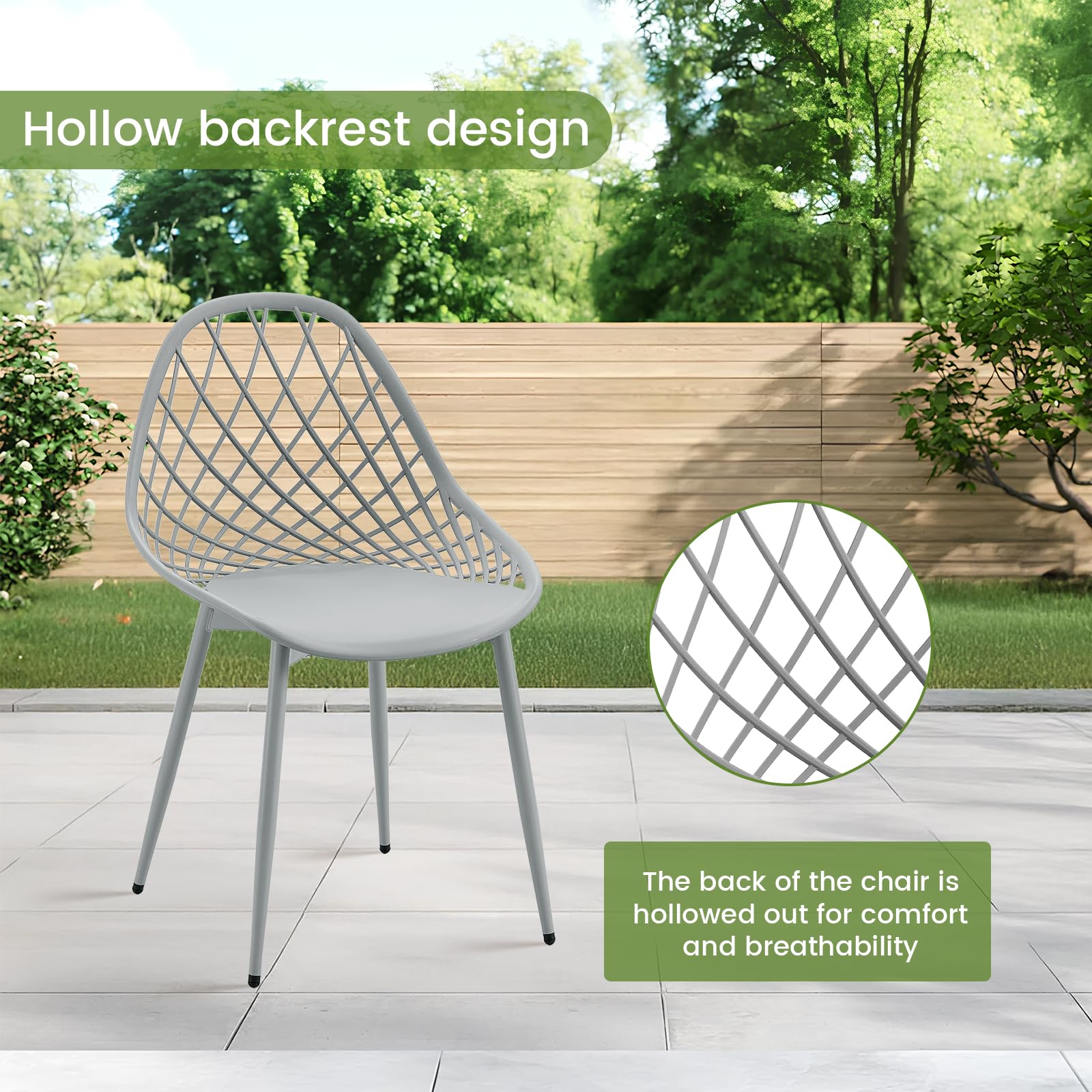Set di mobili da balcone per piccoli balconi, mobili da giardino resistenti alle intemperie, mobili da salotto da esterno, tavolo bianco (Ø 100 cm) + 4 sedie grigie