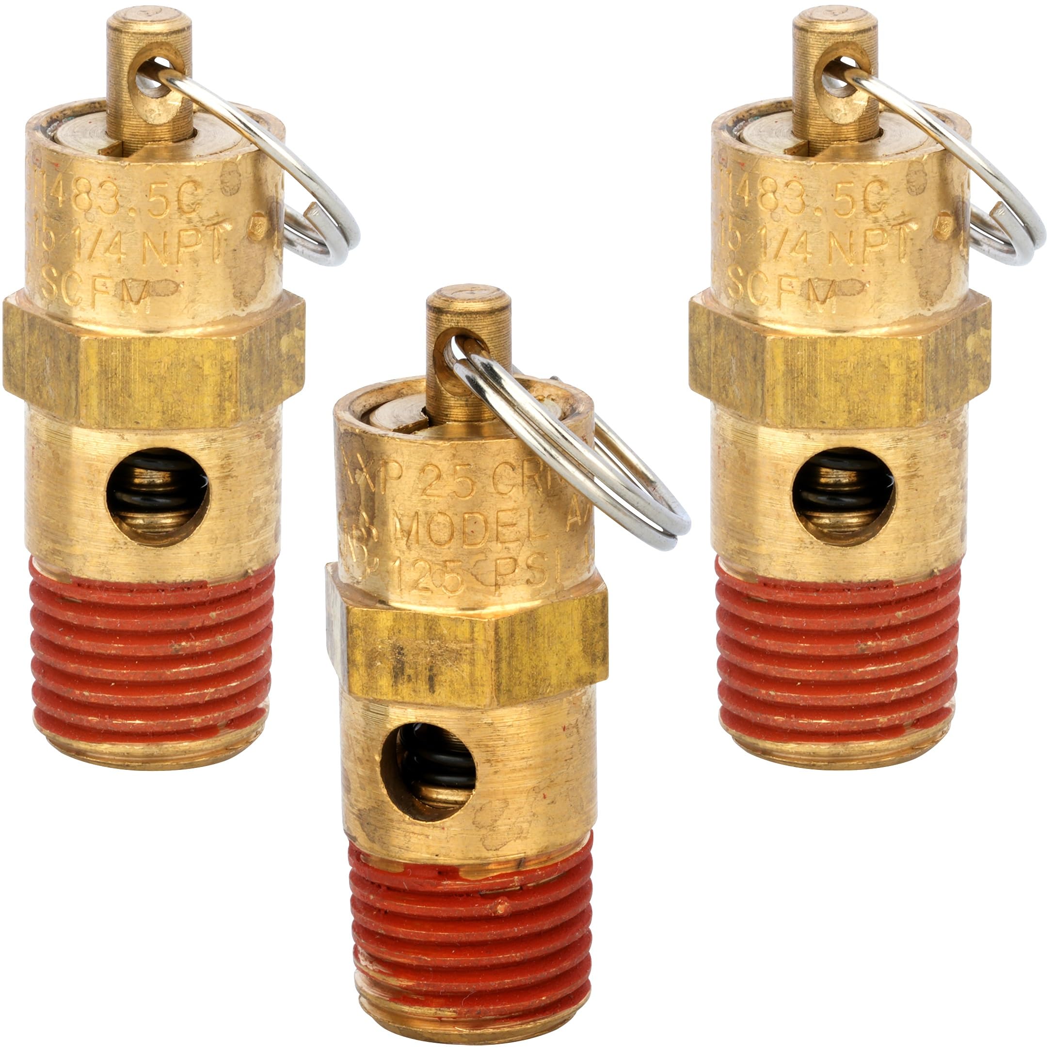 AYWGZL Air Compressor Pressure Relief Valve 1/4" Male NPT 125 PSI Brass Safety Check Valve, Brass Safety Valve (NPT 125 PSI)
