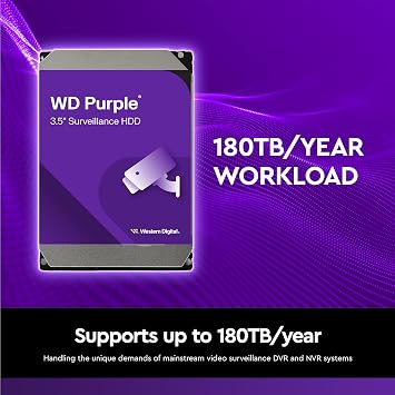 Western Digital 4TB WD Mor Gözetim Dahili Sabit Disk HDD - SATA 6 Gb/s, 128 MB Önbellek, 3,5 - WD44PURZ