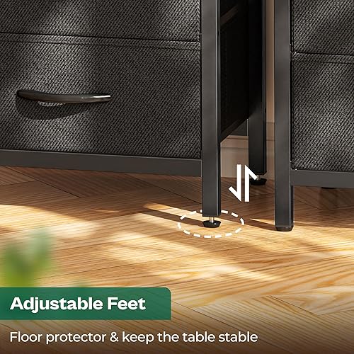 Miniatura 8 de Huuger - Juego de 2 mesitas de noche, mesas auxiliares con estación de carga, mesas laterales con cajones de tela, mesas de noche con puertos USB y