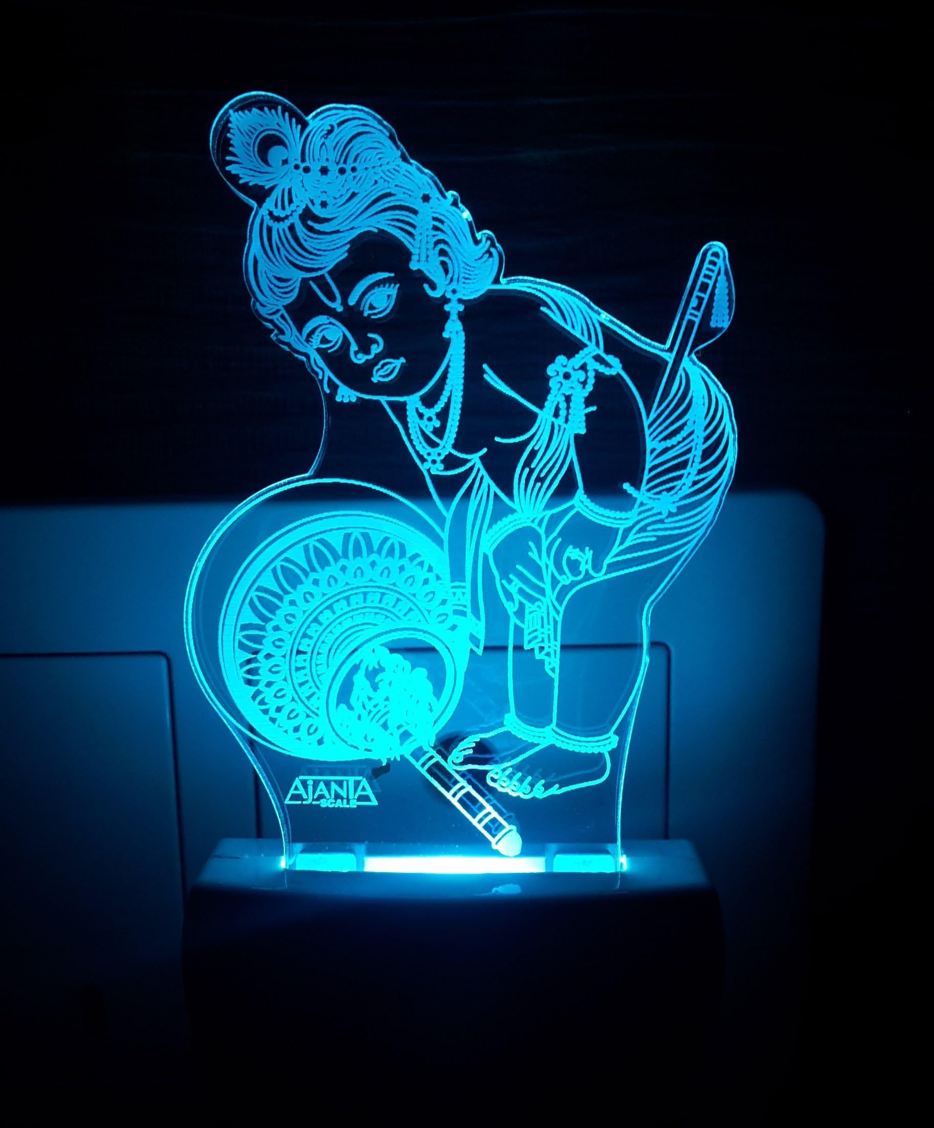AEON METAL STICKER Plastic 3D Lord Krishna Night Lamp (Multicolour)Pack of 1