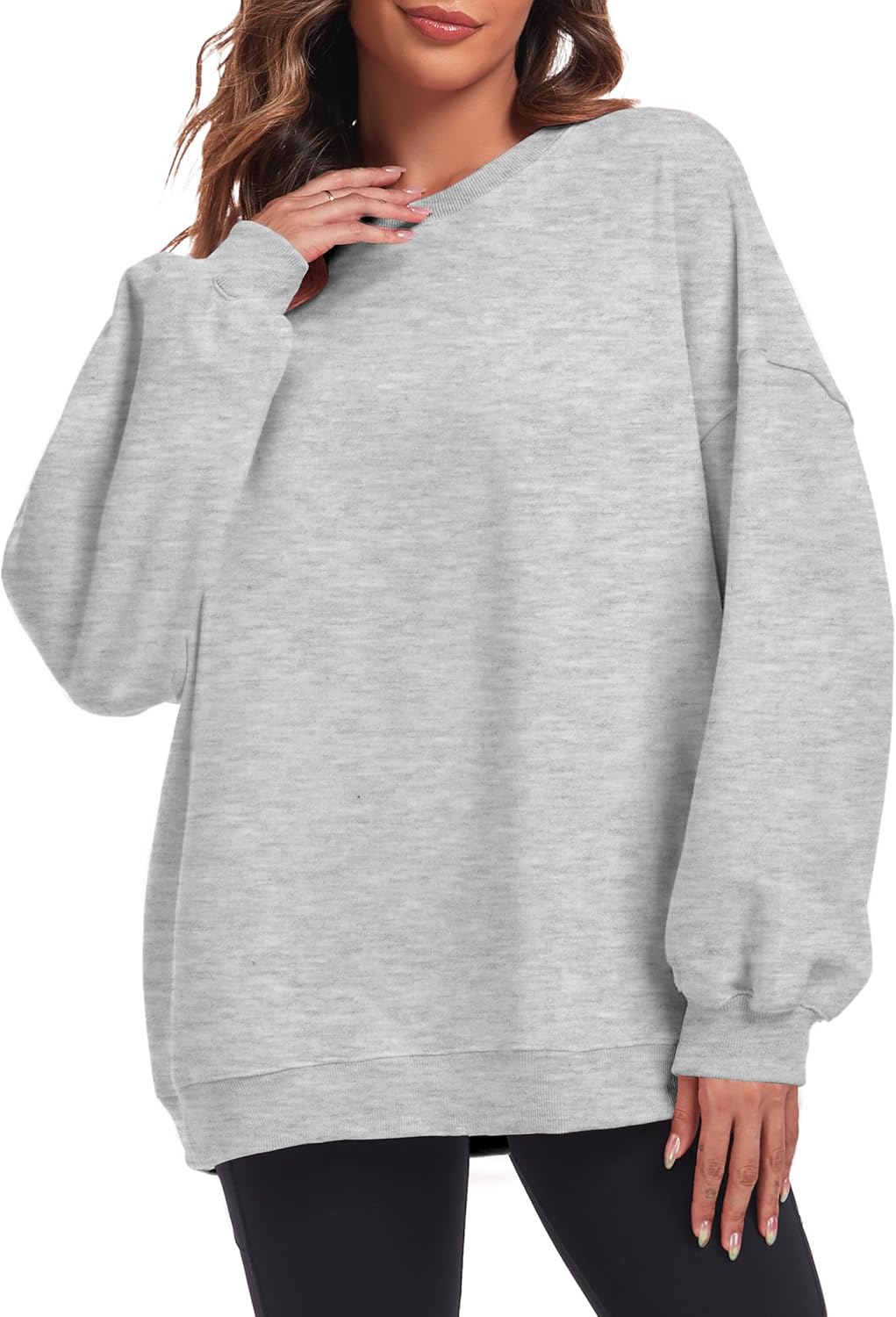 Oversized Sweatshirt for Women Crew Neck Fleece Sweatshirt Casual Long Sleeve Pullover Tops Trendy Clothes - Image 2