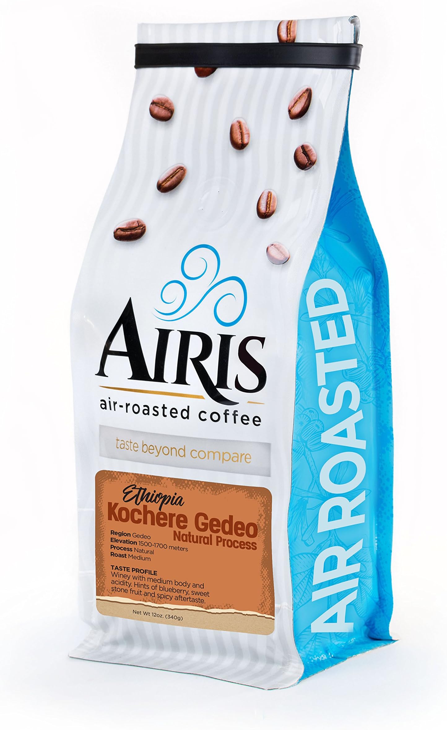 Ethiopian Kochere Gedeo Coffee, Natural Process, Whole Bean, AIR ROASTED COFFEE by Airis Coffee Roasters (12oz)