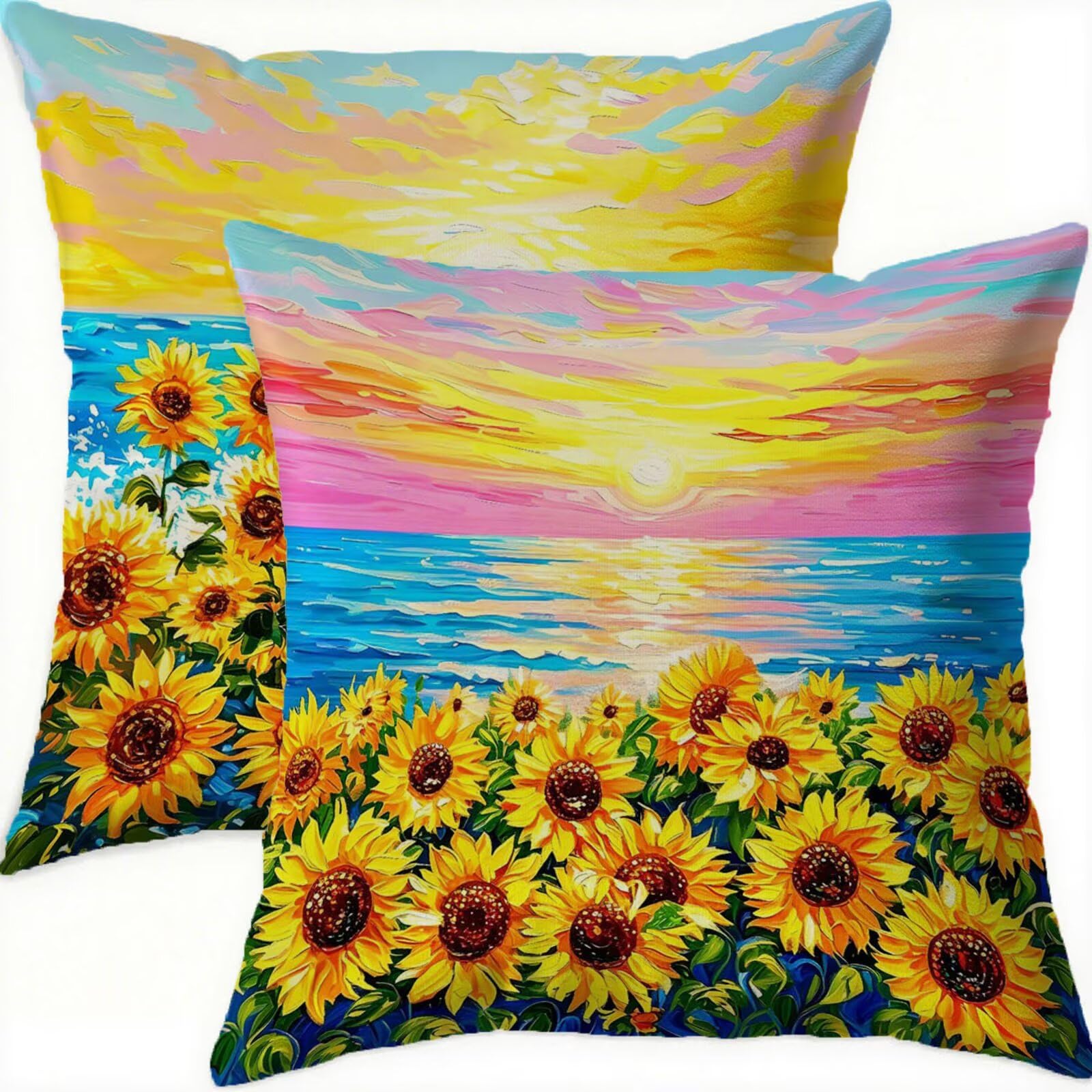 Taie oreiller pour patio et canapé housse de coussin 65x65cm mer