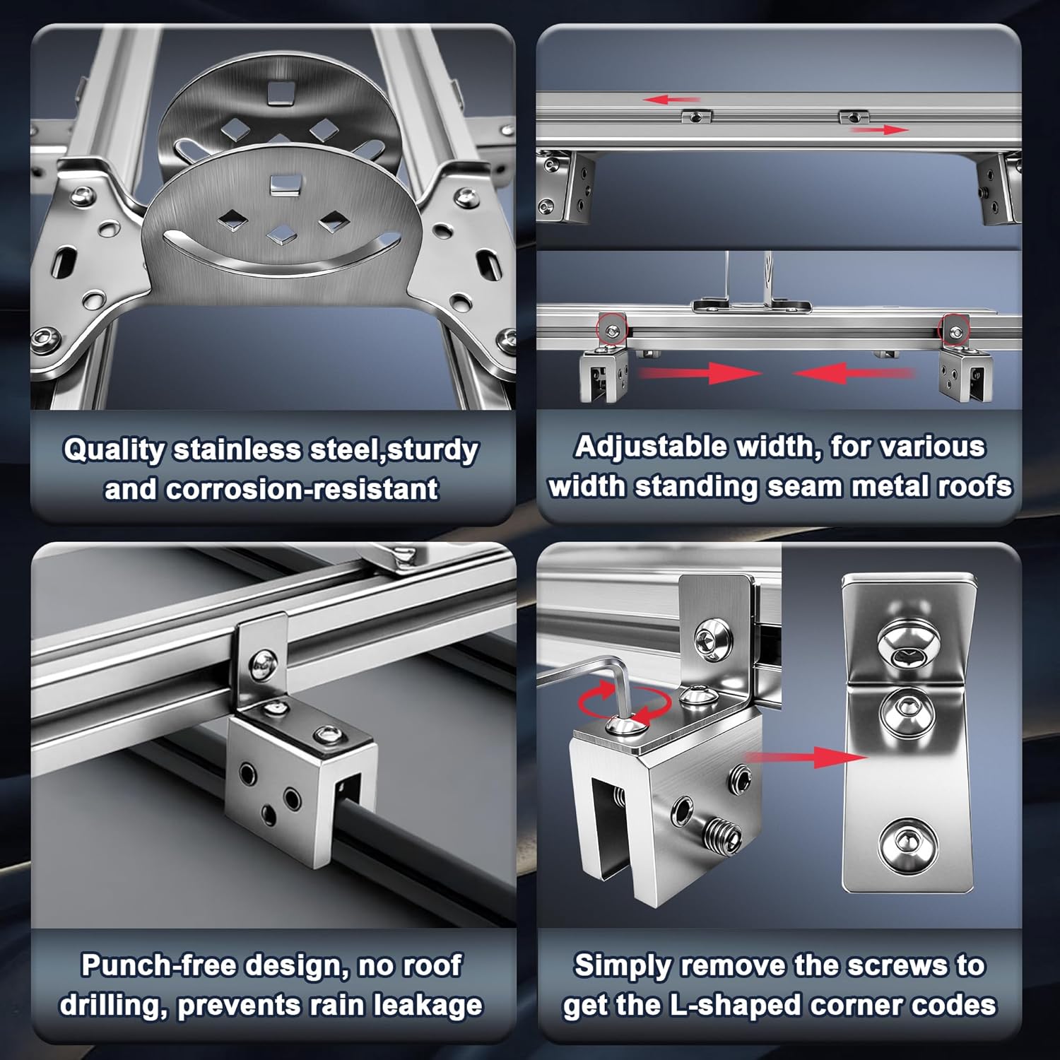 Adjustable for Starlink Gen 3/Mini Mount for Standing Seam Metal Roof with Starlink Pipe Adapter,Strong Load-Bearing Capacity,Alloy,No Drilling Required (for Starlink Gen 3)