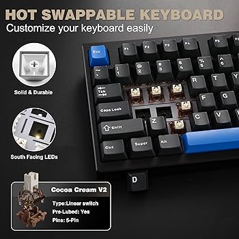 YUNZII AL75 ゲーミングキーボード ブルーグレースイッチ ブラック YUNZII AL75 CNC Aluminum Wireless Mechanical Keyboard