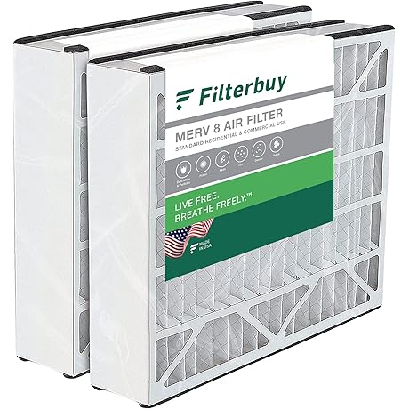 Filterbuy MERV 8 Dust Defense 20x25x5 Air Bear (2-Pack)