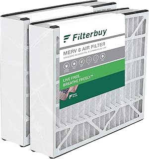Filterbuy 16x25x5 Air Filter MERV 8 Dust Defense (2-Pack), Pleated HVAC AC Furnace Air Filters Replacement for Trion Air Bear 255649-105 (Actual Size: 15.63 x 24.13 x 4.88 Inches)