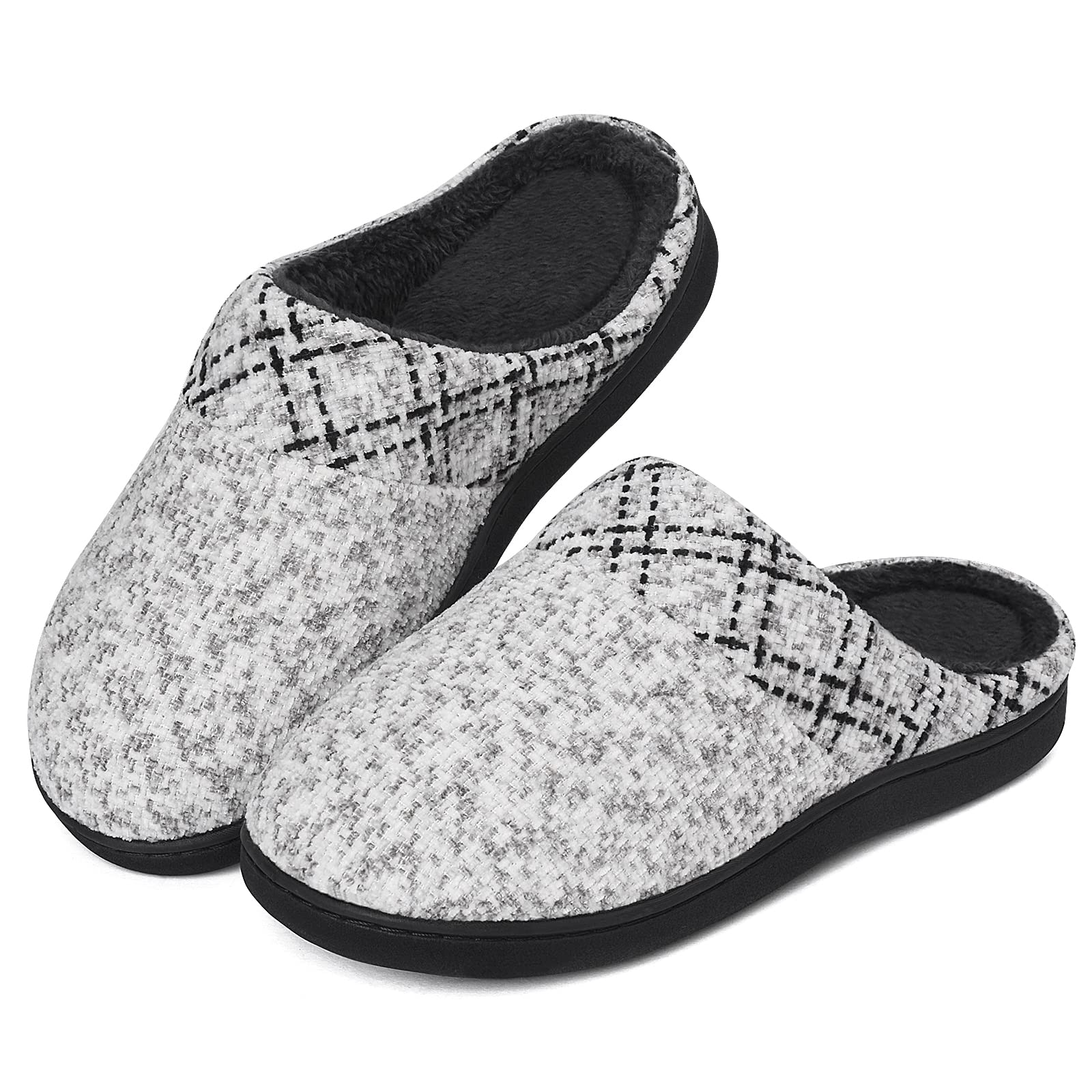 Women's and Men's Fuzzy Fluffy House Slippers - Homitem Cozy Memory Foam Slippers Plush Home Slippers House Shoes Indoor Outdoor Slide Slipper