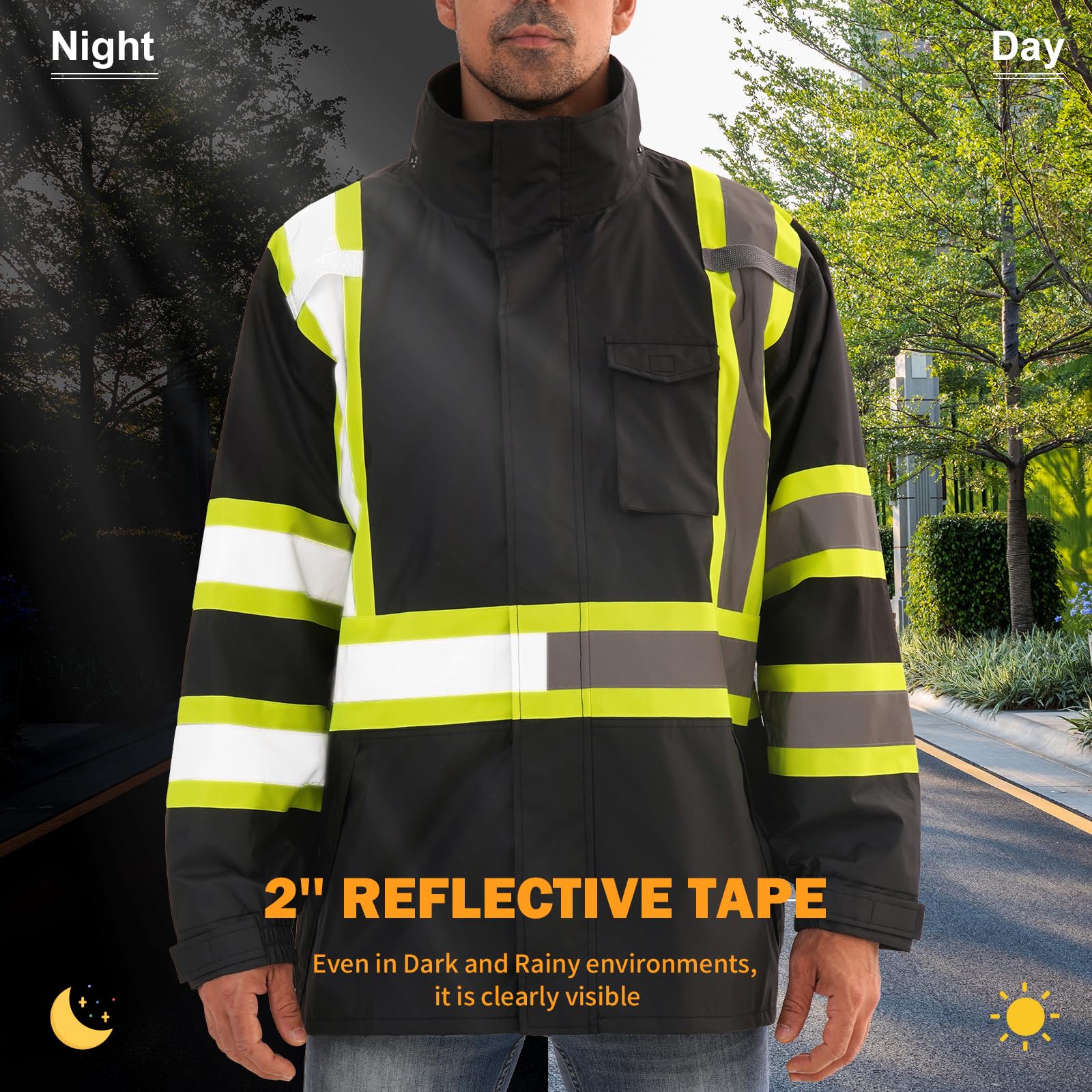 Reflective Apparel Jacket Class Hi-Vis Rain Jacket Waterproof