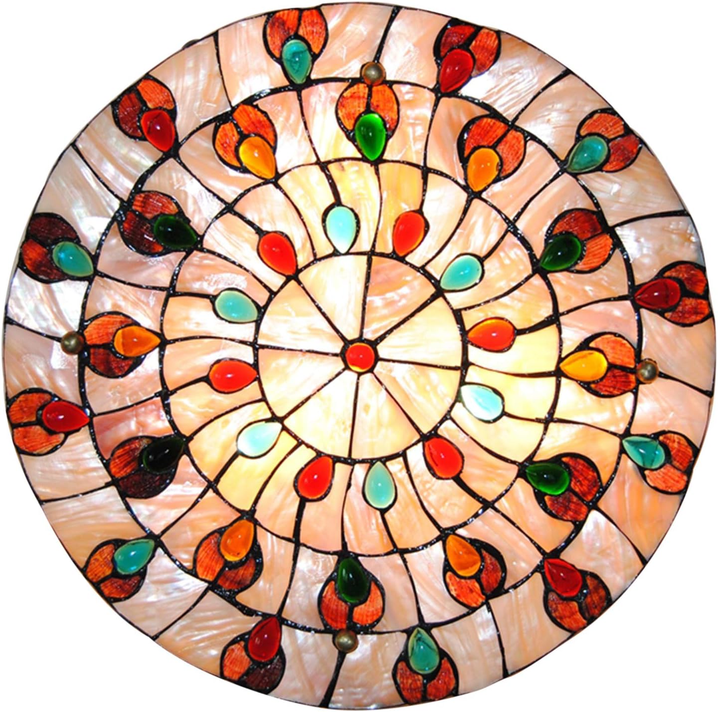 TFCFL Lámpara de techo barroca Tiffany de 20 pulgadas, lámpara de techo con gemas de vitral, lámpara de techo de 3 luces estilo vintage para