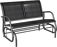 Outsunny 2-Person Outdoor Glider Bench - Patio Double Rocking Swing Loveseat, Powder-Coated Steel, 440 lbs Capacity, Black