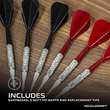 Accudart Meteor Electronic Dartboard 35 Games, 580 Variations, Virtual Opponent, Dual LED Scoring, Advanced Play Features, Supports Up to 8 Players Includes 6 SoftTip Darts & Tips