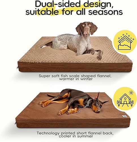 Miniatura 4 de Sytopia Cama lavable indestructible para perros grandes de 44 pulgadas  Felpa de doble cara, a prueba de mordidas, impermeable, soporte ortopédico