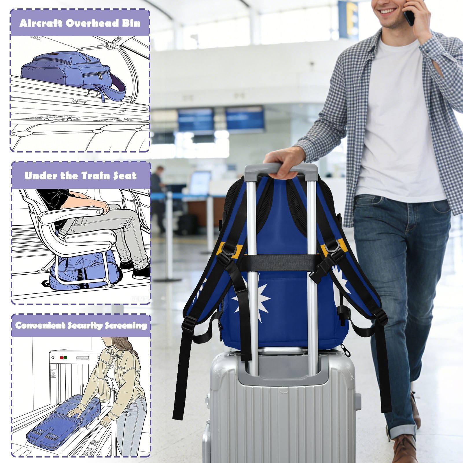 GuoChe Zaino impermeabile per laptop da 16 pollici con scomparto per scarpe indipendente per studenti universitari, Bandiera nazionale di Nauru, One Size, Zaini multiuso di base