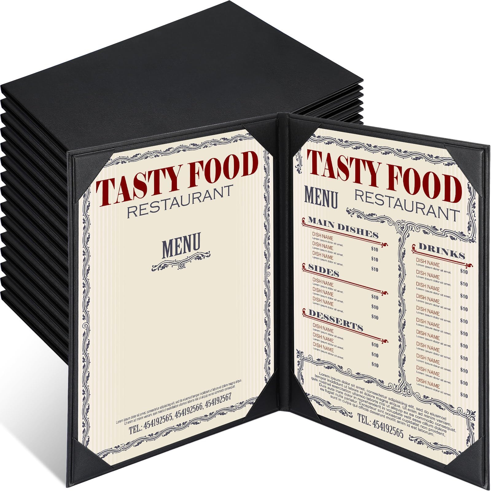 Skyygemm 16 Pcs Leather Menu Covers Holders for 8.5 x 11 Inches, Waterproof Double View Leather Dinner Menu Holder Covers for Restaurant, Hotel, Bar