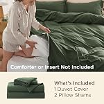 Bedsure Olive Couverture de duvet vert Taille Reine - 3 Pièces de lit prélavé en coton-comme extra doux, comprend 1 Couverture de couettes 90x90 Pochettes avec fermeture à glissière & 2 Shams d'oreiller, Conforteur non inclus Ultra Texture douce et détendue, Com respirant 90"x90"
