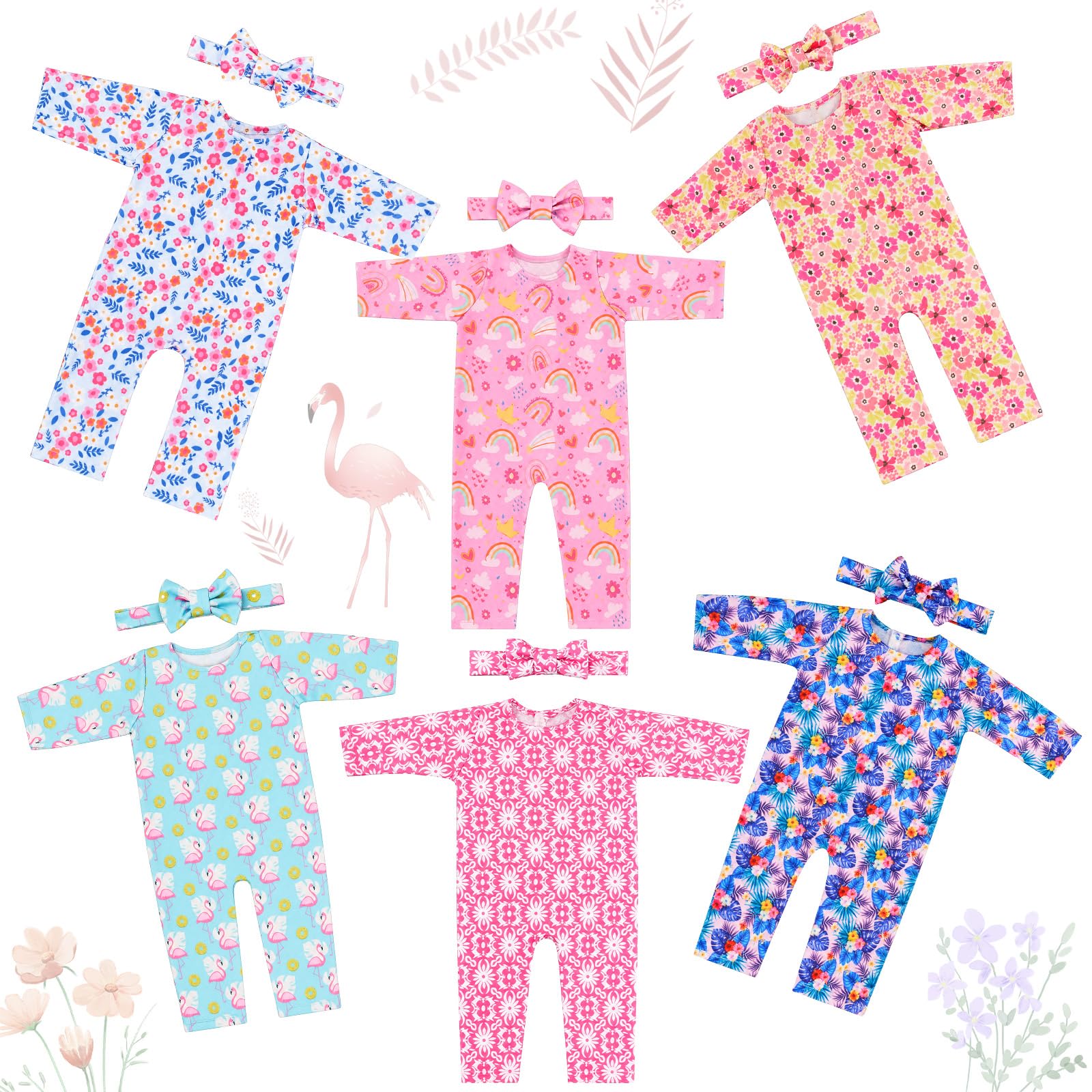 Reborn Baby Doll Clothes Set for 18 Inch Doll, Tropical Print Set