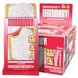 Legendary Foods 22g Protein Pastry&plus; Strawberry Low Carb Meal Replacement Bar&comma; Low Glycemic&comma; Gluten Free Protien Snacks - Healthy Keto Snack Box&comma; 8x Zero Sugar Energy Bars - Bariatric Diabetic Friendly