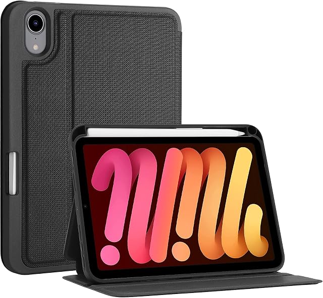 ProCase for iPad Mini 6 Case with Pencil Holder, Slim Business Case Folio Protective Shockproof Cover for iPad Mini 6th Generation 8.3 Inch 2021 Black