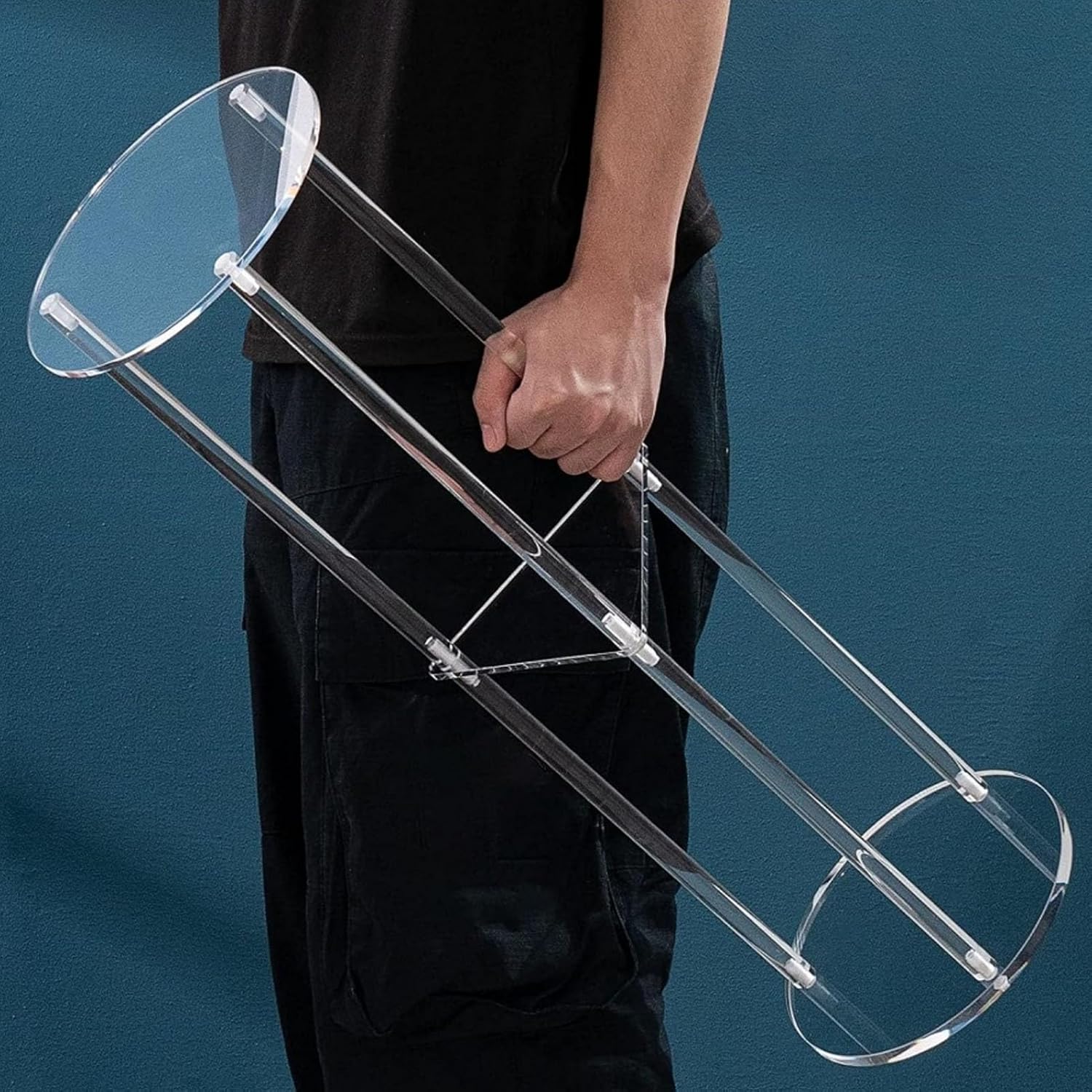 Modern Stable 3 Tier Round Acrylic Side Table for Living Room Bedroom Bedside Transparent