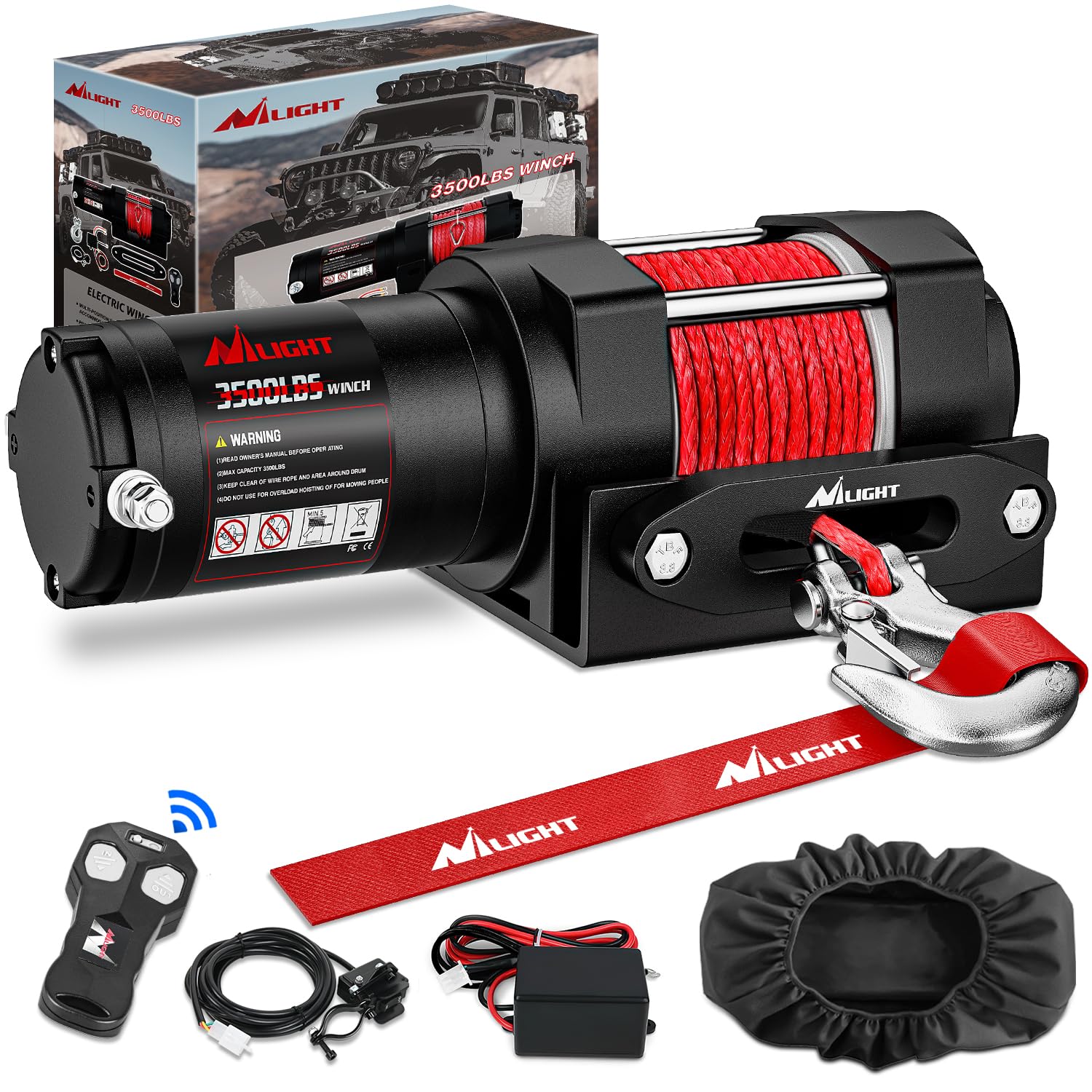 Nilight 3500 lbs ATV Winch with synthetic rope