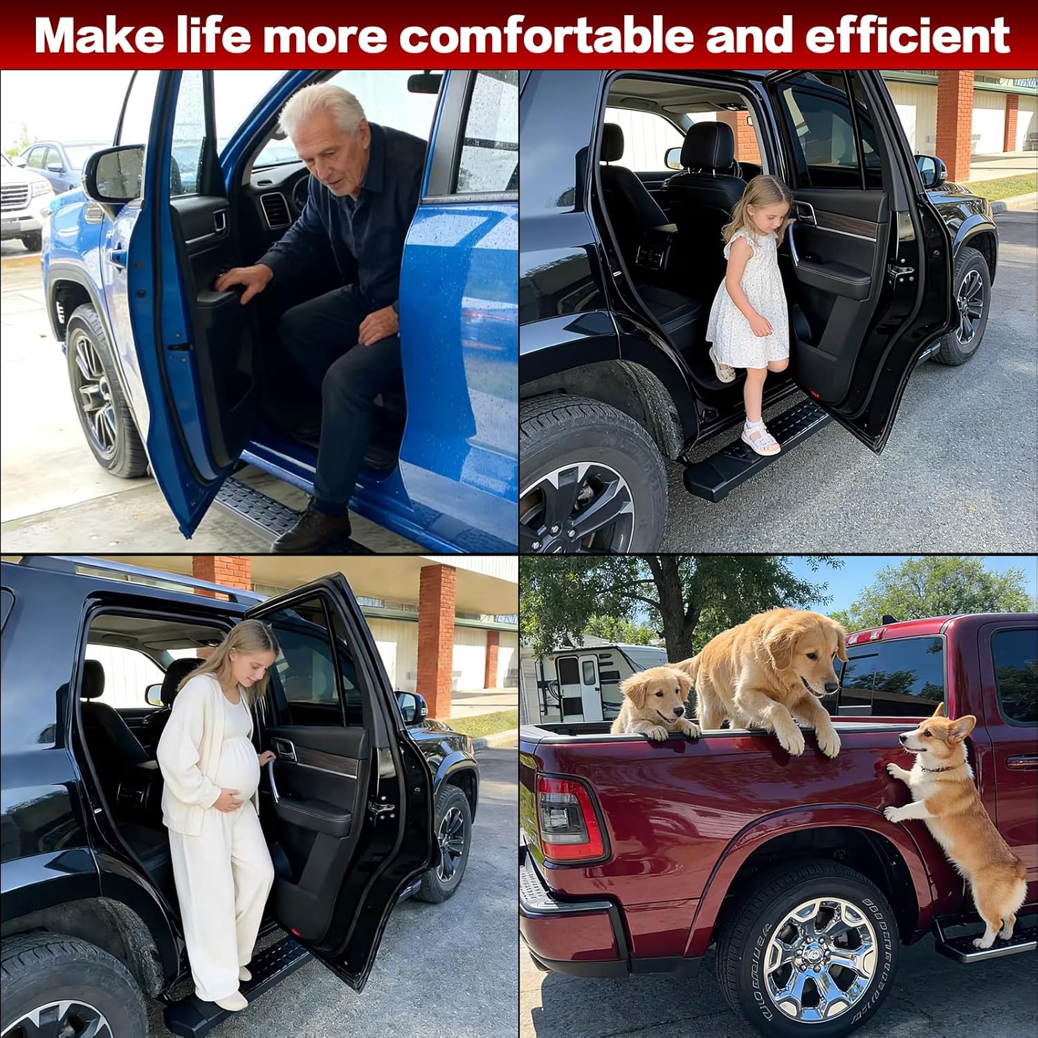 6'' Aluminum Running Boards Side Steps Compatible for 2007-2021 Toyota Tundra Crew Max Cab(4 Full Size Doors), Rust-Resistant with Honeycomb Anti-Slip Design & ABS Corner Guards, Easy Install