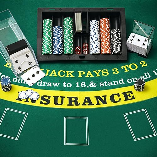 Miniatura 4 de Honoson Bandeja de fichas de póquer de plástico, bandeja de fichas de distribuidor de póquer negro con 6 zapatos de blackjack y bandeja de desecho,