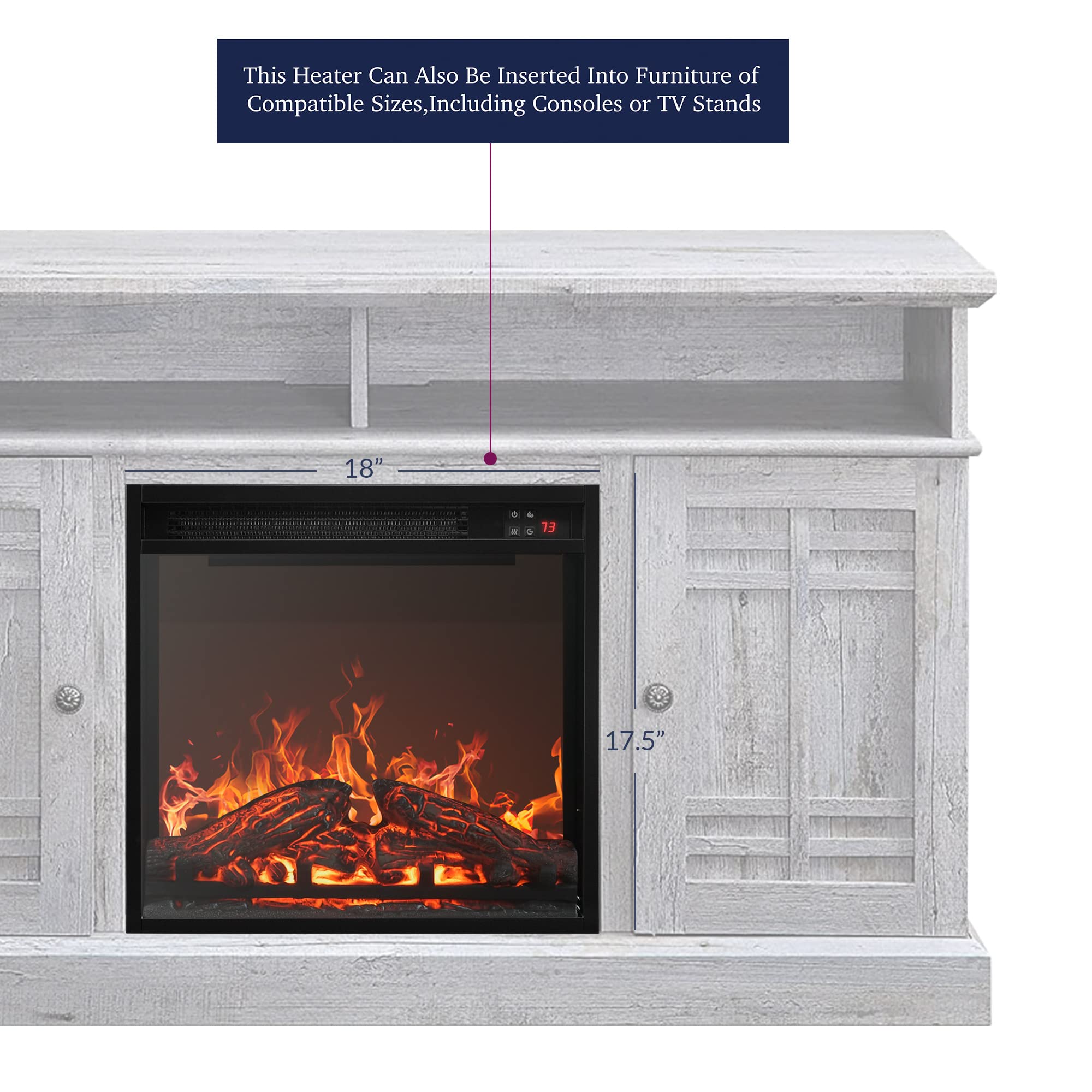 Amazon.com: Della 18 Indoor Fireplace Heater, Electric Fireplace Insert,  Recessed Fireplace Heater with Remote Control with Adjustable Brightness,  Timer, Automatic Temperature Control, Black : Home u0026 Kitchen