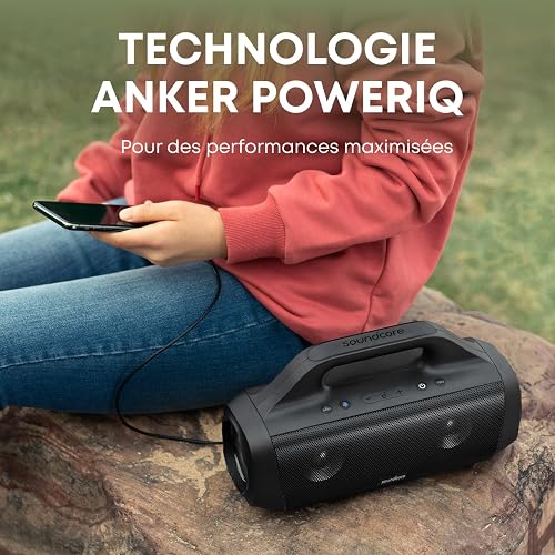 Soundcore Motion Boom Enceinte Bluetooth, Enceinte Bluetooth puissante avec Drivers Titane, IPX7, 24h, App, Poignée, Enceinte Portable pour Le Camping - 7