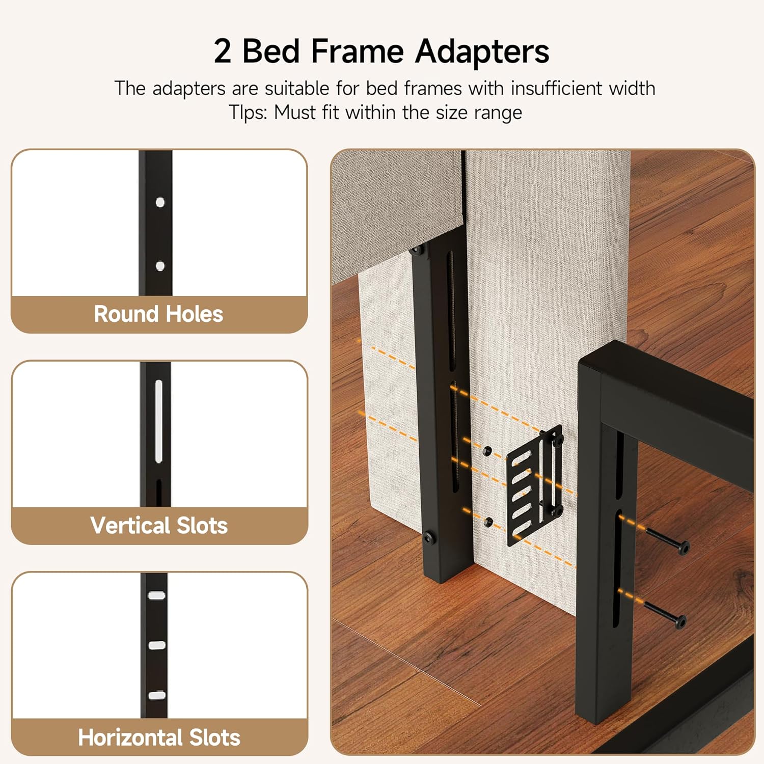 Full Size Headboard with Charging Station, Ergonomic Upholstered Linen Headboards Only, Wingback Wood Bed Head Board with Storage Pocket, Bed Frame Adapters, White Beige