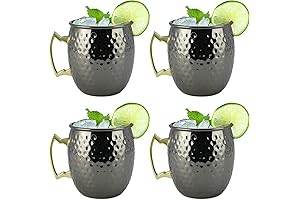 4-Pack Moscow Mule Mugs: Black, Durable, and Elegant Mugs for Enjoying Moscow Mules at Home