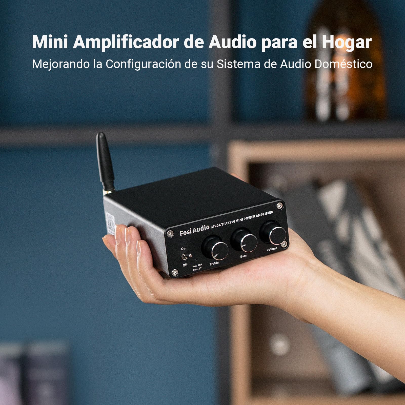 Bluetooth Amplificador, Fosi Audio BT20A - Receptor de Audio Estéreo de 2 Canales Hi-Res TPA3116 Class D Integrated Mini Amp 2.0CH para Altavoces Pasivos 100W x2 (Negro)