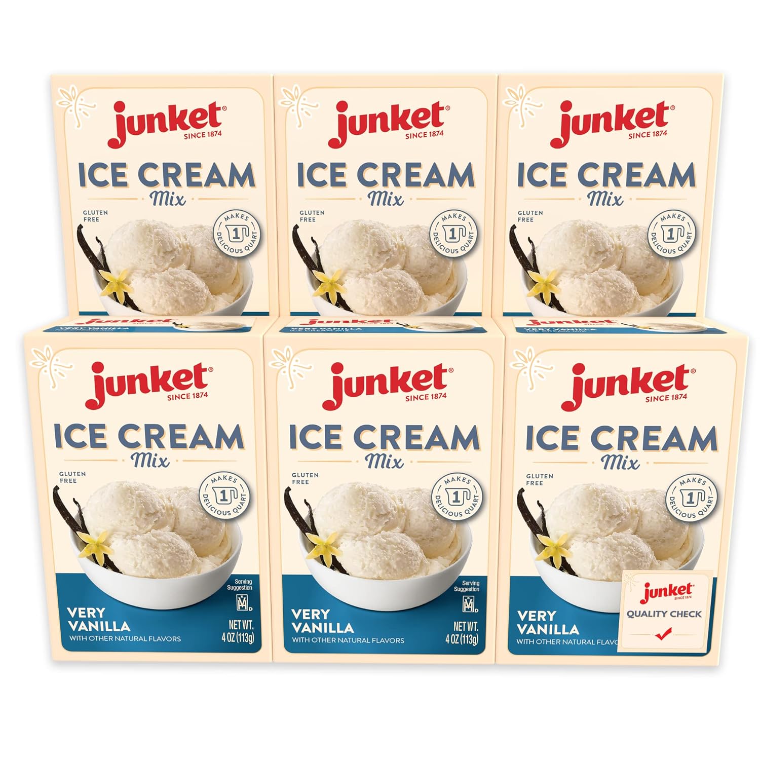 Junket Ice Cream Mix Very Vanilla, 4 Ounce (Pack of 6