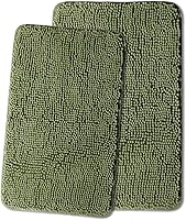 Vista 294 de Yeaban Juego de alfombras de baño verde manzana 2 piezas (20" x 32" y 17" x 24"), tapetes de baño de felpilla gruesa Alfombras de baño absorbentes