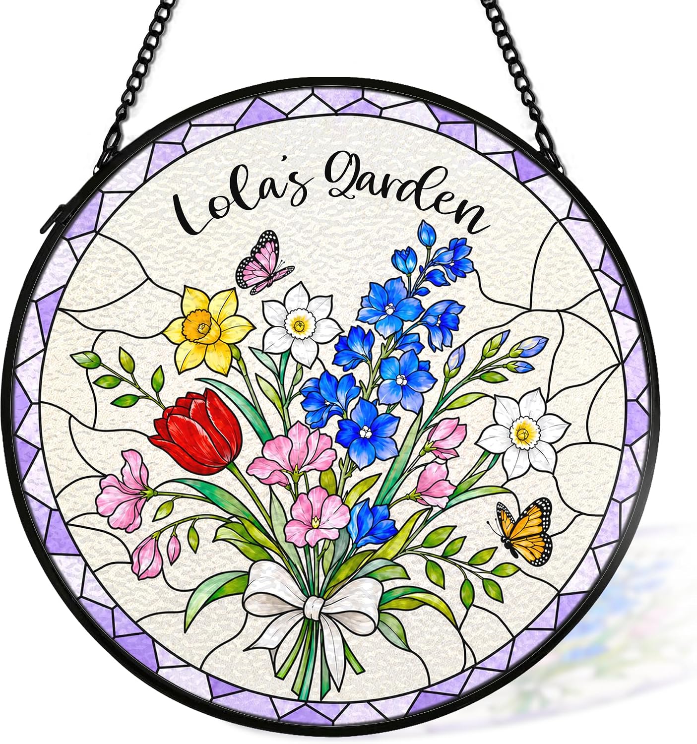 Lola Grandma Gifts Stained Glass Suncatcher Window Hanging Decor