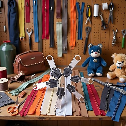 Miniatura 4 de Kit de reparación de cremallera universal de fijación instantánea de 6 piezas, color negro, con cremallera, diseño de cremallera, manualidades,