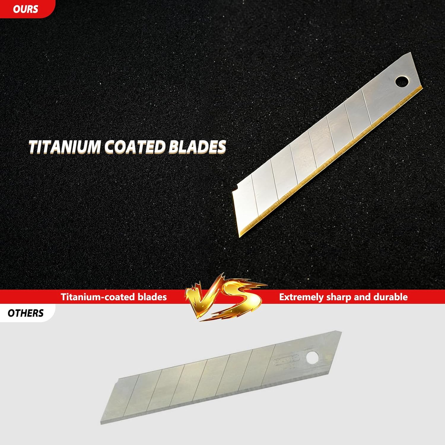 EHDIS 18mm Snap Off Blades Utility Knife Titanium Coated Blade Refill Hobby Art Blades Fits for 18mm Utility Knife & Box Cutter (20)