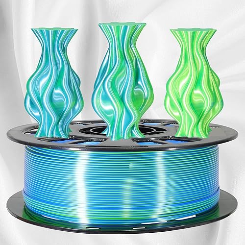 Miniatura 3 de MIKA3D - Filamento de PLA para impresión 3D y coextrusión, sedoso, azul zafiro brillante, verde lima, 2 colores en 1, 2.2 libras, 0.07 pulgadas,
