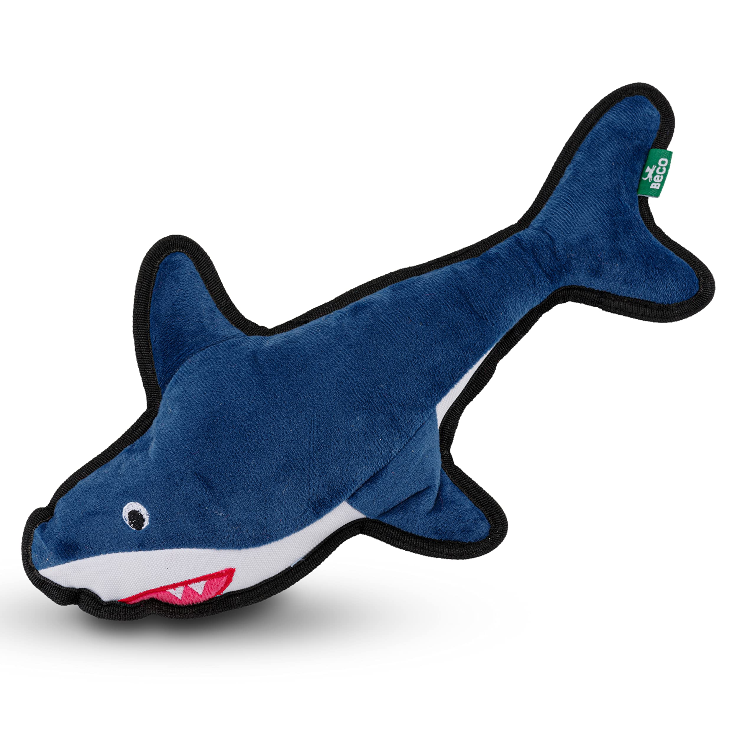 Beco Lovable Shark Squeaker Dog Toy, Made with 65% Recycled Materials, Snuggle, Chew, Toss & Fetch