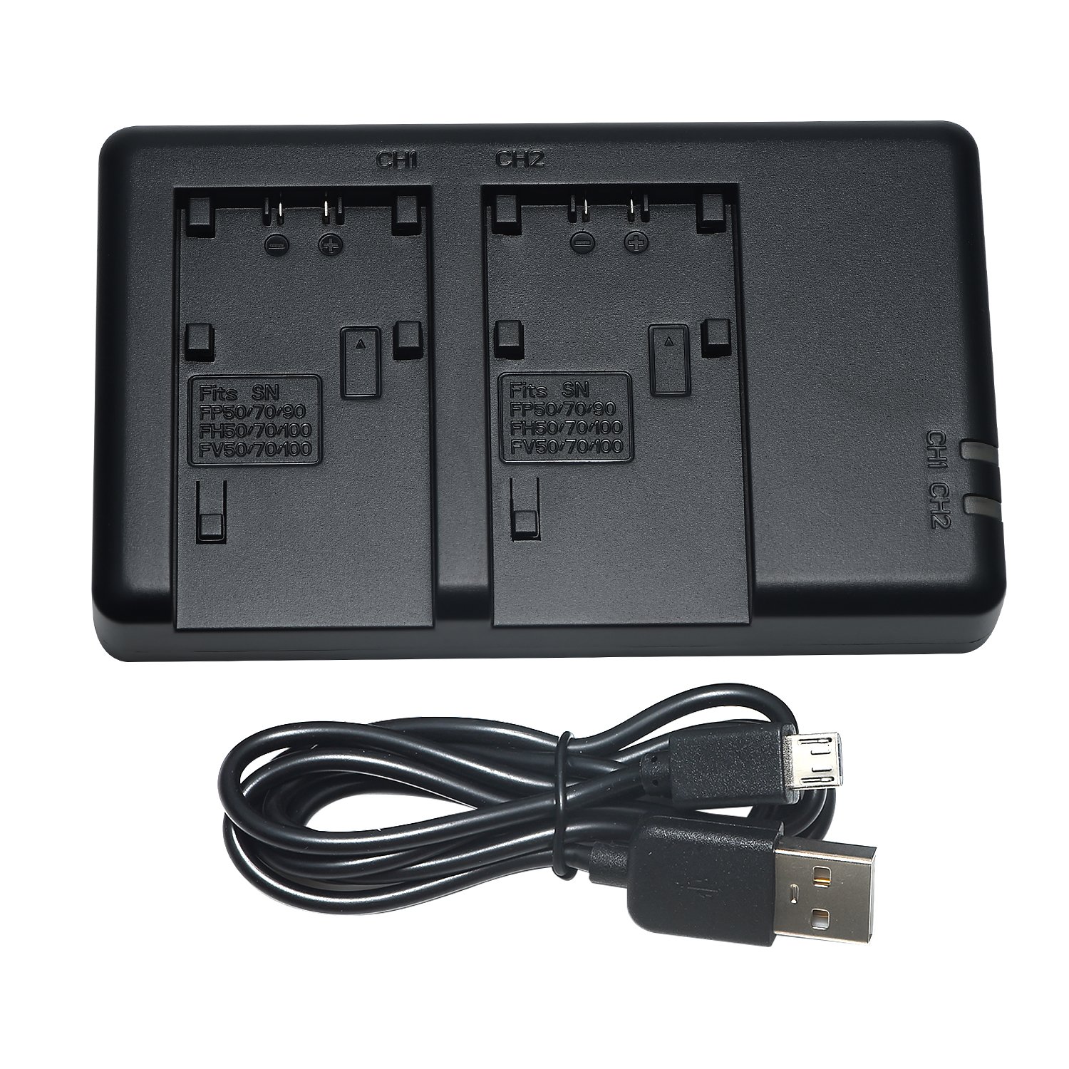 DSTE Lot de 2 Batteries de Rechange NP-FP50 + Double Chargeur USB Compatible avec Sony DCR-SR50 DCR-SR60 DCR-SR70 DCR-SR80 DCR-SR90 DCR-SR100 HDR-HC3
