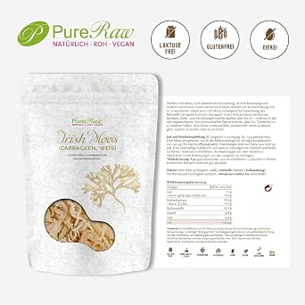 Irish Moss Sea Moss Carrageenan Moss (Wild Collection Vegan Raw) Carrageenan Algae Vegetable Gelatin Emulsifier Thickener Algae Salad Irish Moss White Colourless Sea Moss PureRaw 50 g
