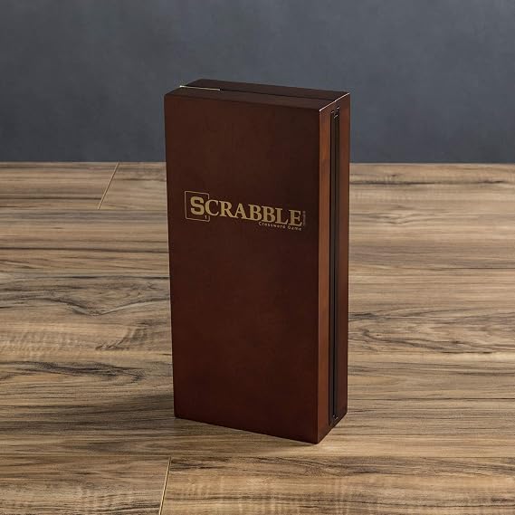 WS Game Company Scrabble Deluxe Travel Edition Portable Wood Board Game Set