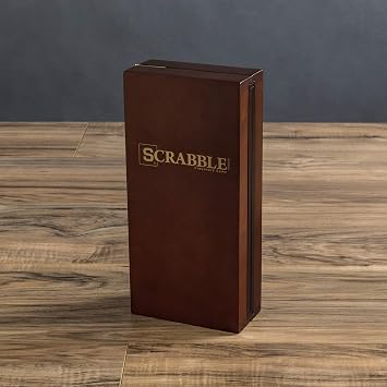 WS Game Company Scrabble Deluxe Travel Edition Portable Wood Board Game Set