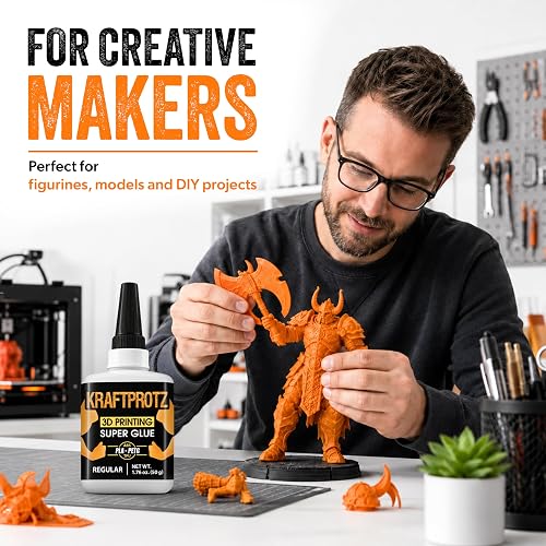 3D printing super glue – KRAFTPROTZ Liquid 50 g – thin adhesive for fine cracks in PLA, ABS, PETG, TPU – waterproof, heatproof & transparent – capillary action – anti-dry tip – model repair & hobby - 5